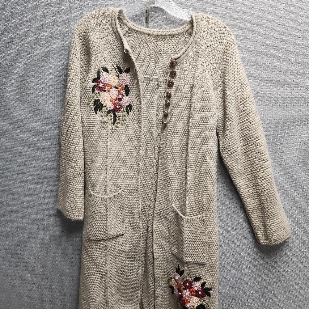 Embroidered Beige Women's Sweater